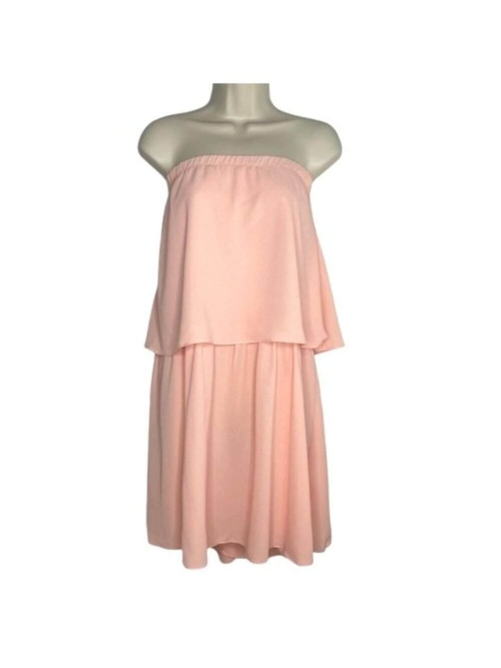 Mary & Mabel Strapless Mini Dress Blush Pink Tiered Layered Size XS
